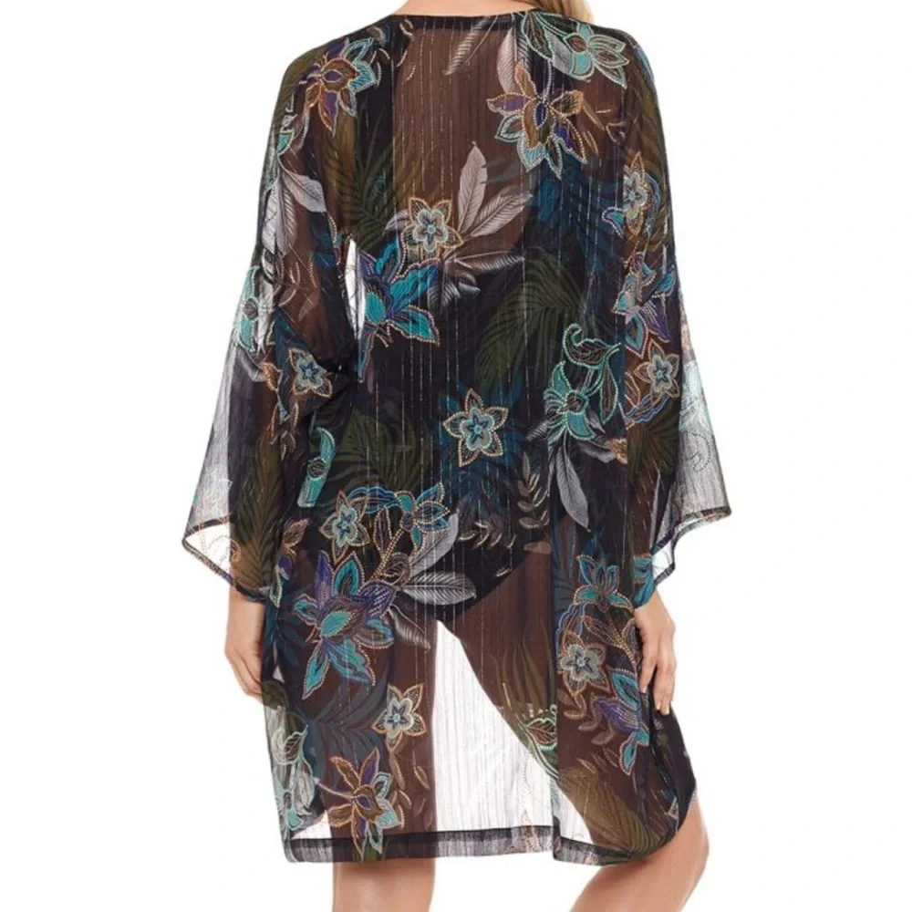 Amoressa Allanna Siracha sheer swimsuit coverup with floral print One Size / OS